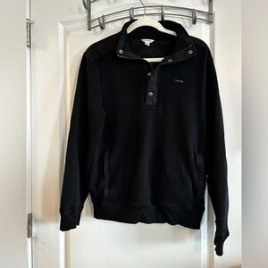 Calvin Klein Men’s 1/4 zip button pullover black sweater Medium EUC